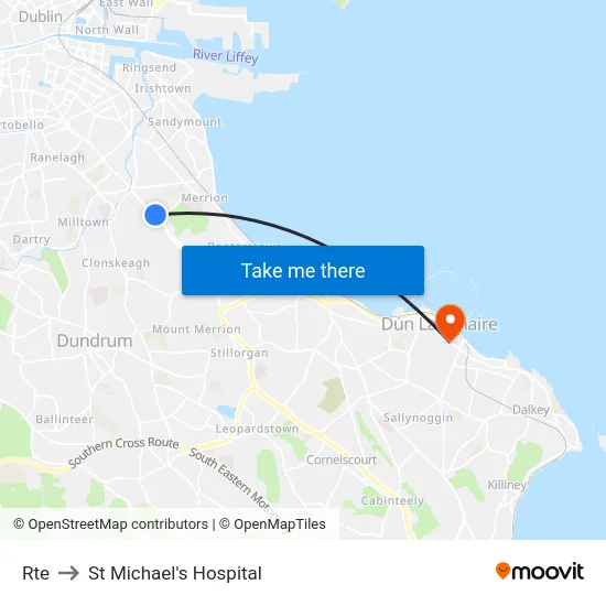 Rte to St Michael's Hospital map