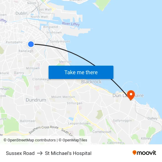 Sussex Road to St Michael's Hospital map