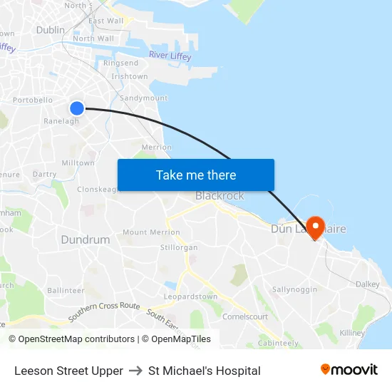 Leeson Street Upper to St Michael's Hospital map