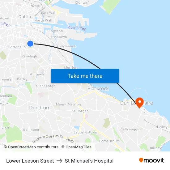 Lower Leeson Street to St Michael's Hospital map