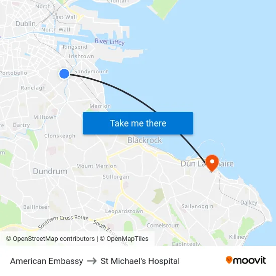 American Embassy to St Michael's Hospital map