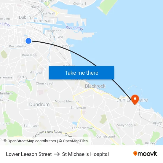 Lower Leeson Street to St Michael's Hospital map
