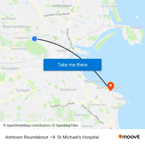 Ashtown Roundabout to St Michael's Hospital map