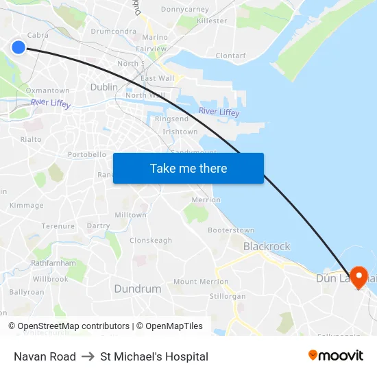 Navan Road to St Michael's Hospital map