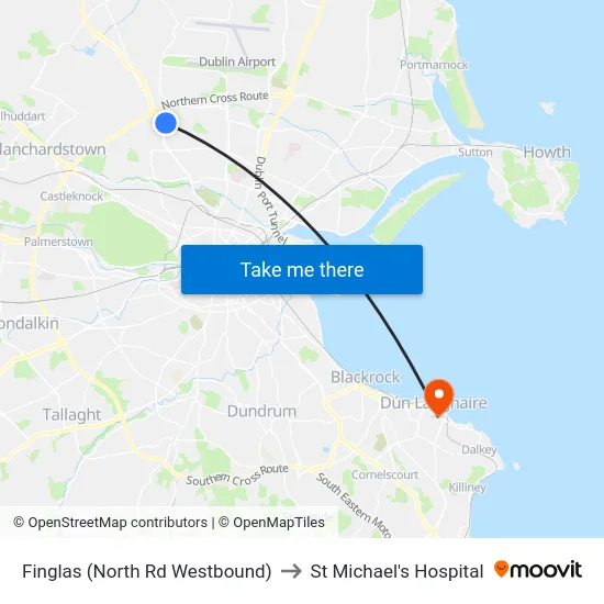 Finglas (North Rd Westbound) to St Michael's Hospital map
