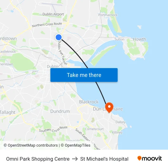 Omni Park Shopping Centre to St Michael's Hospital map