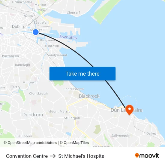 Convention Centre to St Michael's Hospital map