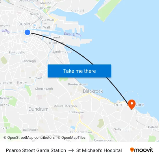 Pearse Street Garda Station to St Michael's Hospital map