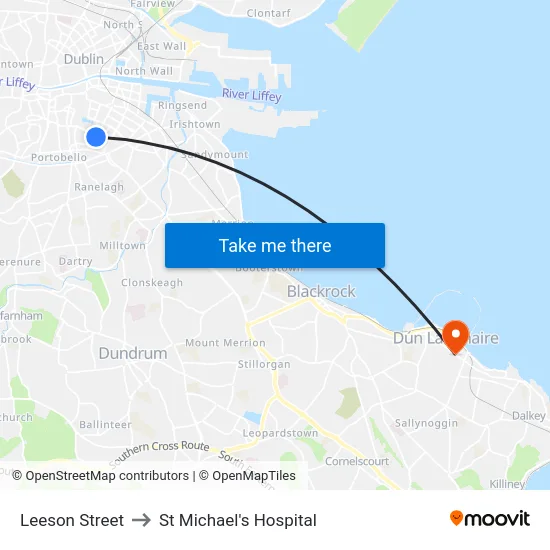 Leeson Street to St Michael's Hospital map