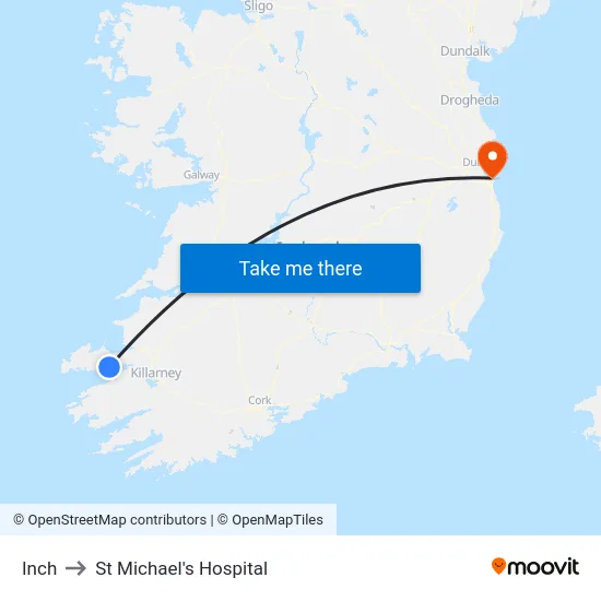Inch to St Michael's Hospital map