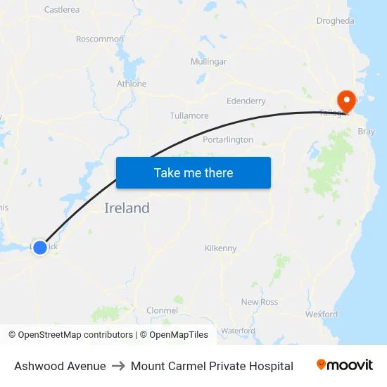 Ashwood Avenue to Mount Carmel Private Hospital map