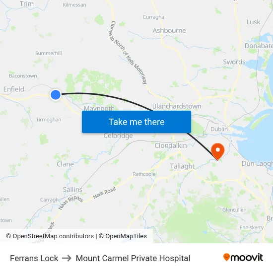 Ferrans Lock to Mount Carmel Private Hospital map