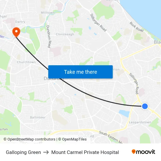 Galloping Green to Mount Carmel Private Hospital map