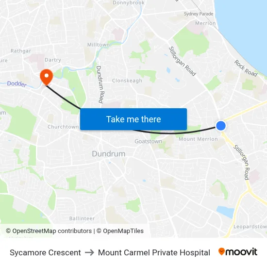 Sycamore Crescent to Mount Carmel Private Hospital map