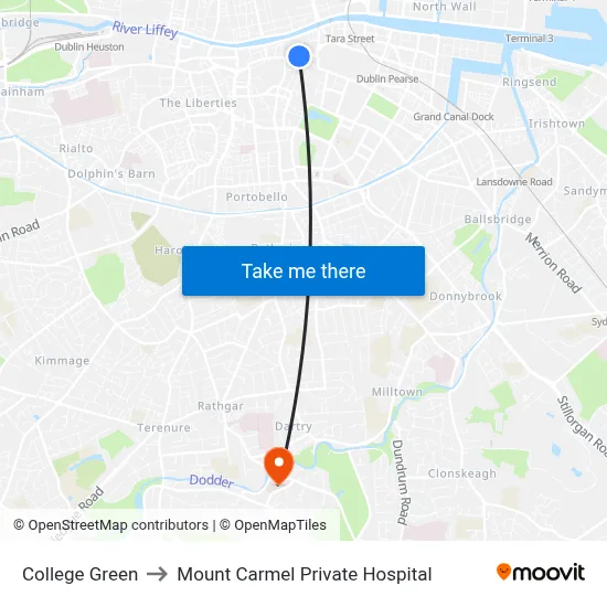 College Green to Mount Carmel Private Hospital map