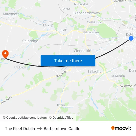 The Fleet Dublin to Barberstown Castle map