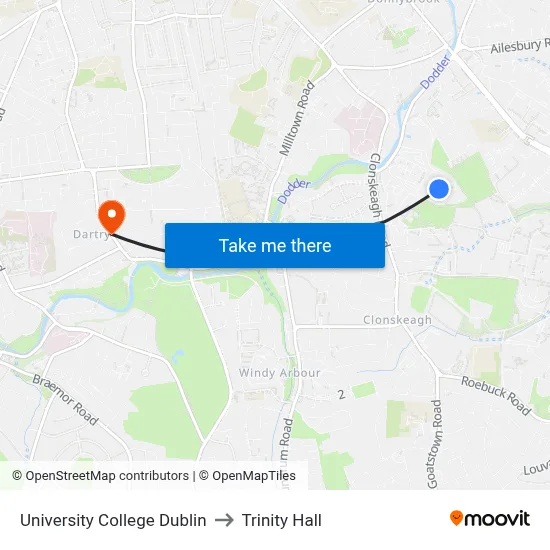 University College Dublin, Complex And Adaptive Systems Laboratory to Trinity Hall map