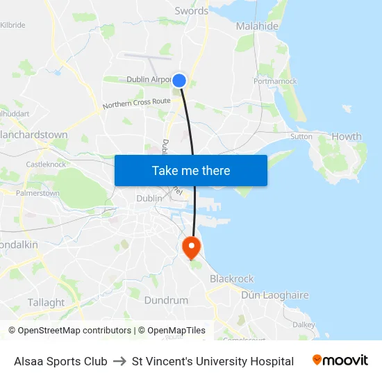 Alsaa Sports Club to St Vincent's University Hospital map
