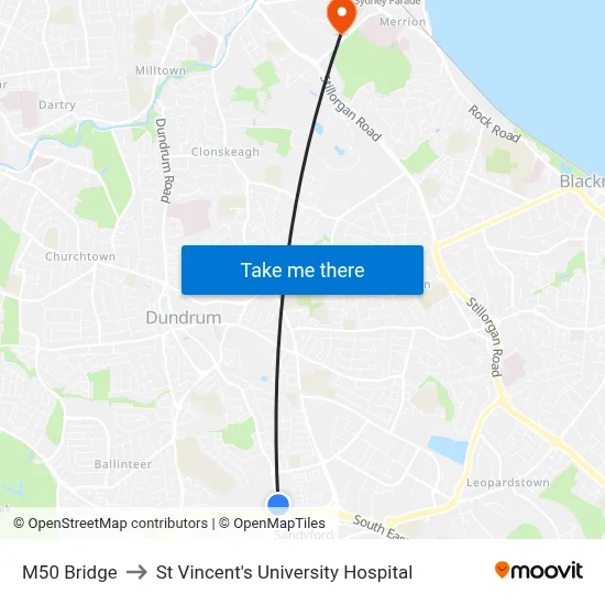 M50 Bridge to St Vincent's University Hospital map