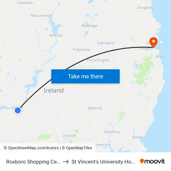 Roxboro Shopping Centre to St Vincent's University Hospital map
