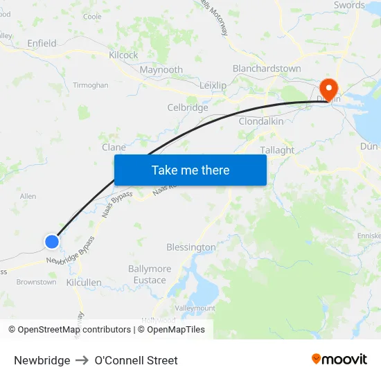 Newbridge to O'Connell Street map