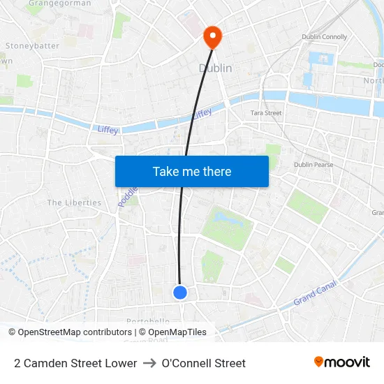 2 Camden Street Lower to O'Connell Street map