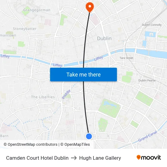 Camden Court Hotel Dublin to Hugh Lane Gallery map