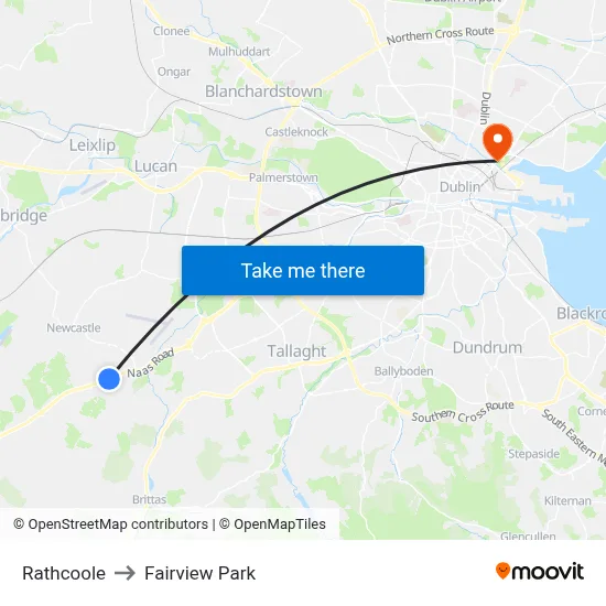 Rathcoole to Fairview Park map