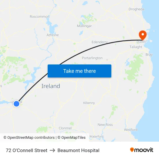 72 O'Connell Street to Beaumont Hospital map