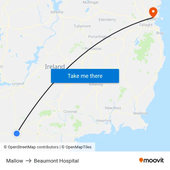 Mallow to Beaumont Hospital map