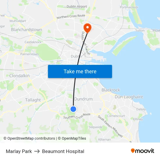 Marlay Park to Beaumont Hospital map