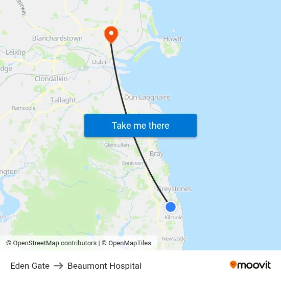 Eden Gate to Beaumont Hospital map