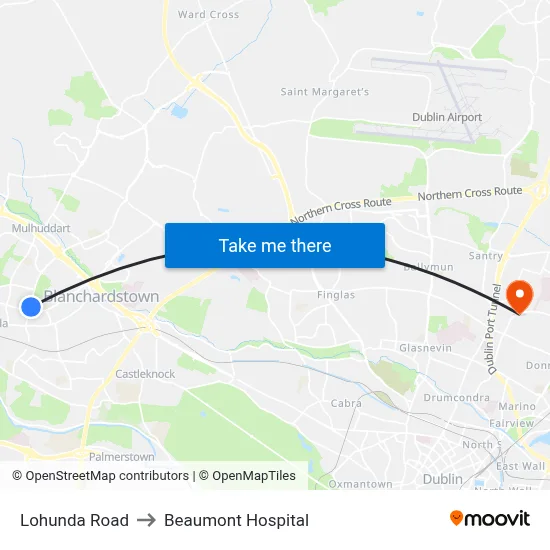 Lohunda Road to Beaumont Hospital map