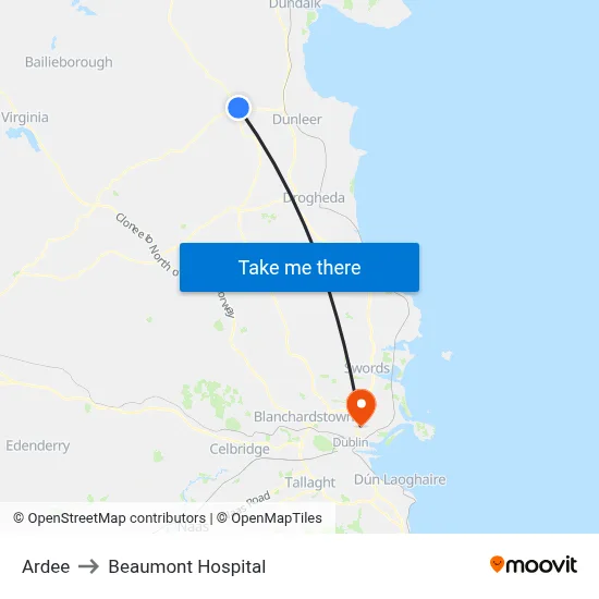 Ardee to Beaumont Hospital map