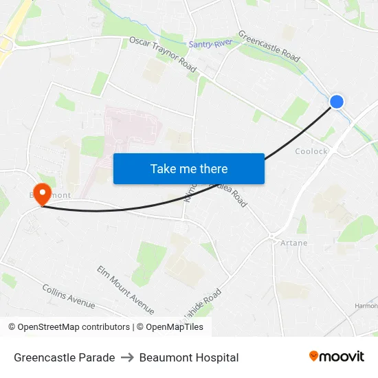 Greencastle Parade to Beaumont Hospital map