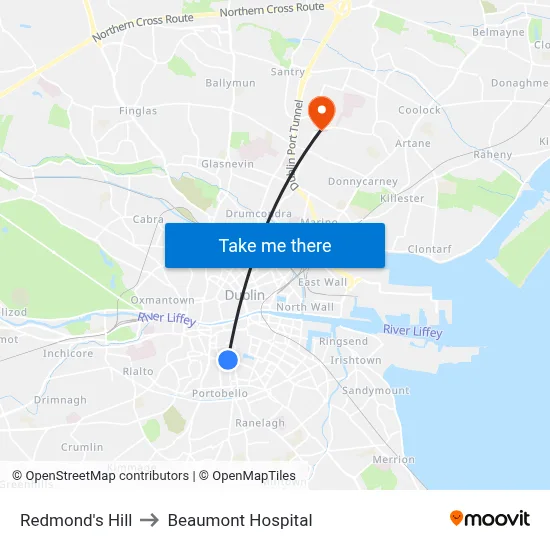 Redmond's Hill to Beaumont Hospital map