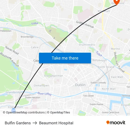 Bulfin Gardens to Beaumont Hospital map