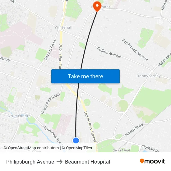 Philipsburgh Avenue to Beaumont Hospital map