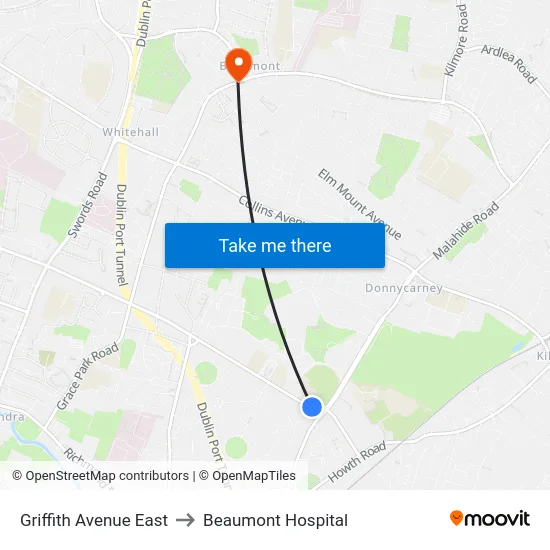 Griffith Avenue East to Beaumont Hospital map