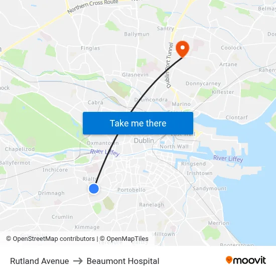 Rutland Avenue to Beaumont Hospital map