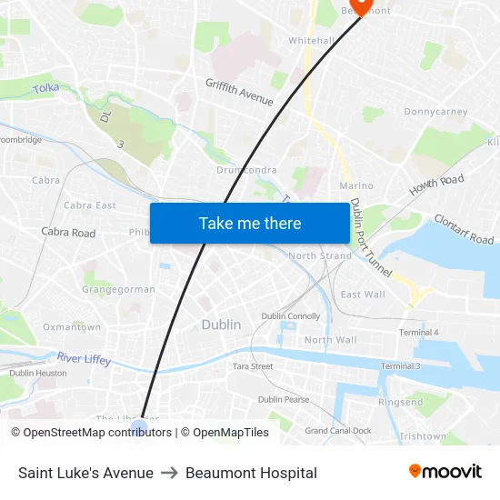 Saint Luke's Avenue to Beaumont Hospital map
