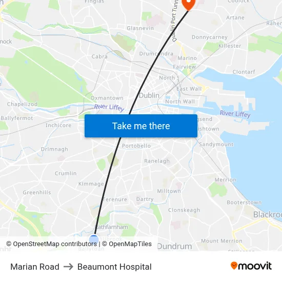 Marian Road to Beaumont Hospital map