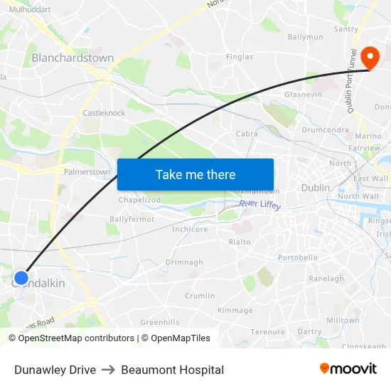 Dunawley Drive to Beaumont Hospital map