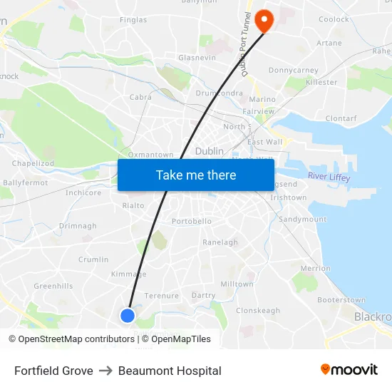Fortfield Grove to Beaumont Hospital map