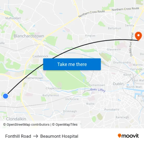 Fonthill Road to Beaumont Hospital map