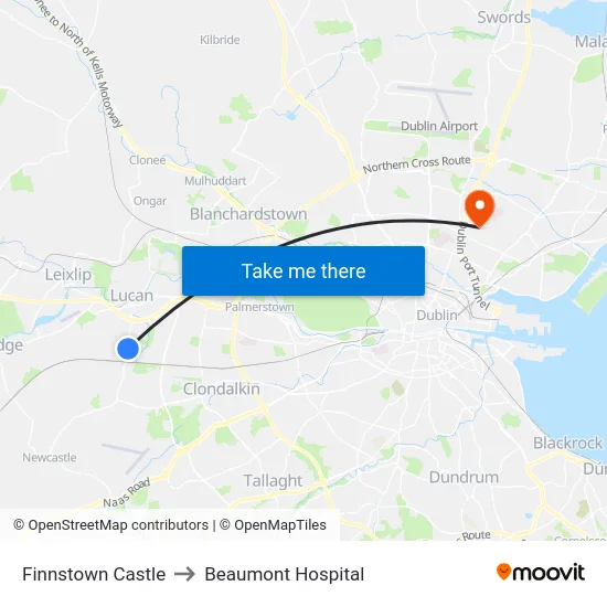 Finnstown Castle to Beaumont Hospital map