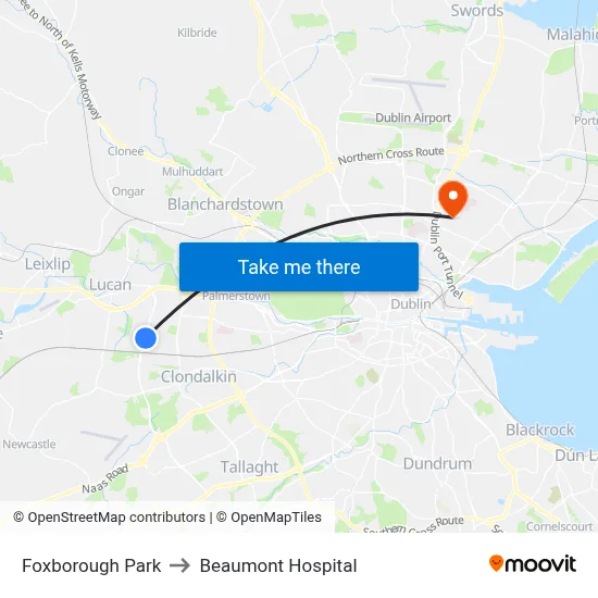 Foxborough Park to Beaumont Hospital map