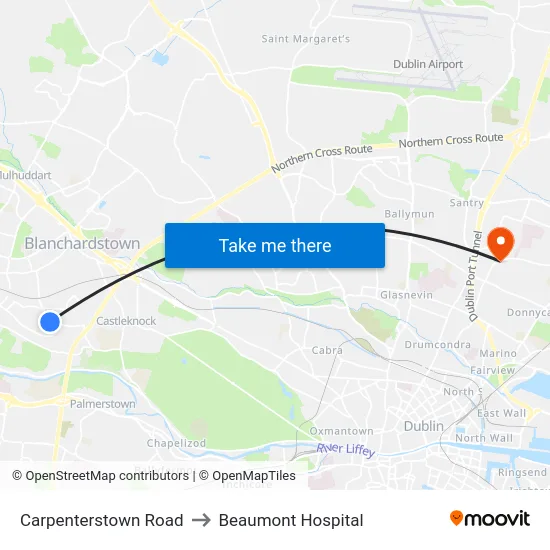 Carpenterstown Road to Beaumont Hospital map