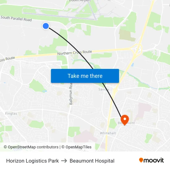 Horizon Logistics Park to Beaumont Hospital map