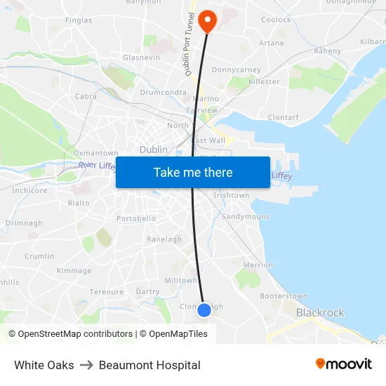 White Oaks to Beaumont Hospital map